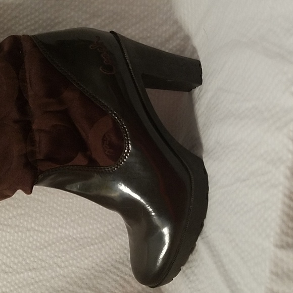 coach boots winter fall water proof quilted women's sz 8 1/2 B brown rain boot - Picture 5 of 15